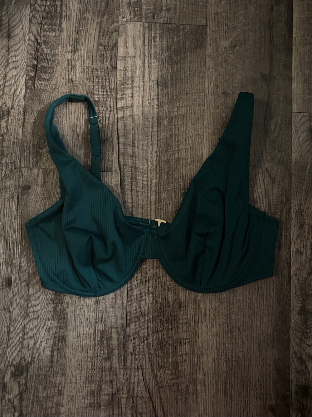 Hollister Ribbed Underwire Bikini Top - Curvy Fit - Teal - Size XLarge